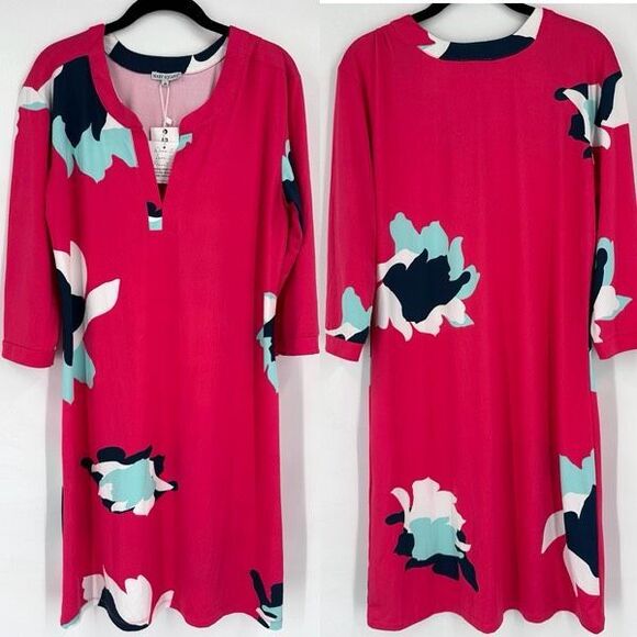 MARY SQUARE NWT Petal Passion Tunic Dress Size Medium Pink Liquid Knit Stretch - Picture 1 of 10